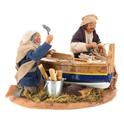 Fishermen with boat for nativity scene 10 cm 7