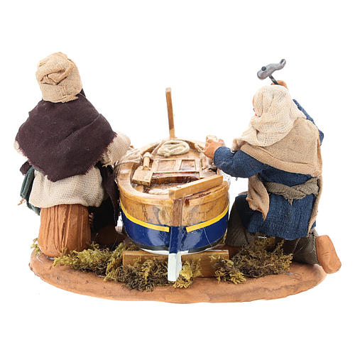Fishermen with boat for nativity scene 10 cm 8