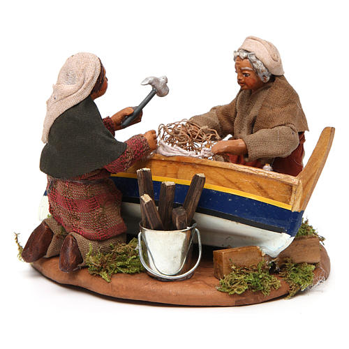 Fishermen with boat for nativity scene 10 cm 3