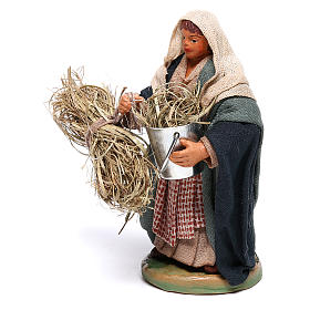 Woman with basket and straw 10 cm for nativity set