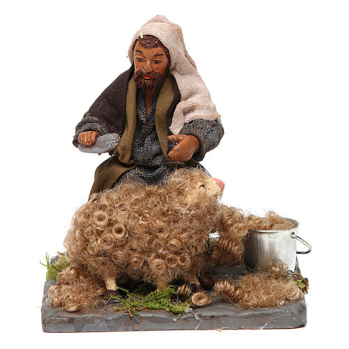 Shearer with sheep 10 cm for nativity set 1