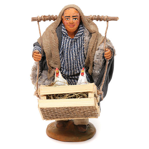 Figura Presepio FADEDA – Cameriera Con Bambino E Galline, In Ghisa Effetto Legno, 9 Cm