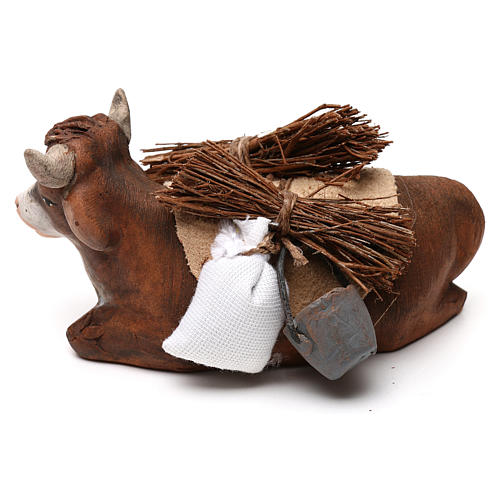 Ox seated and harness 10 cm for nativity set 2