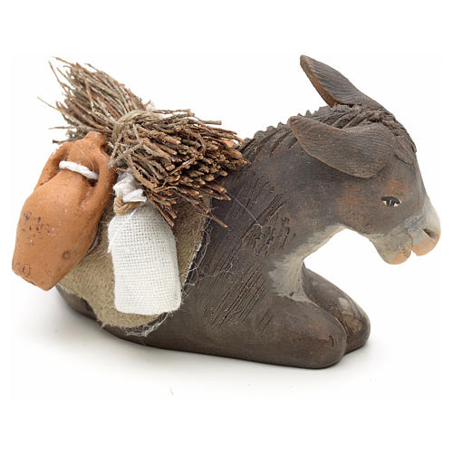 Donkey sitting down with harness for nativity scene 10 cm 2