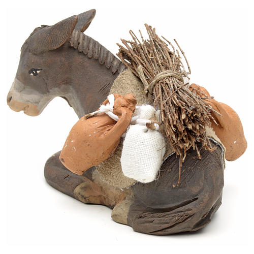 Donkey sitting down with harness for nativity scene 10 cm 3