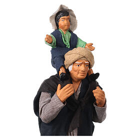 Man with child on his shoulder  nativity scene 14 cm