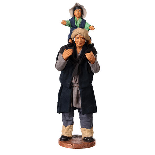 Man with child on his shoulder  nativity scene 14 cm 1