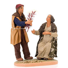 Cena mulher grávida homem com flores 14 cm