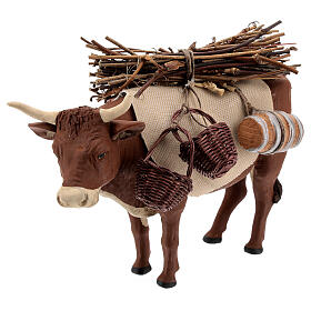 Nativity set accessory Ox standing and harness 14 cm
