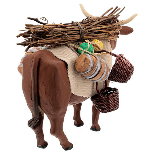 Nativity set accessory Ox standing and harness 14 cm 5