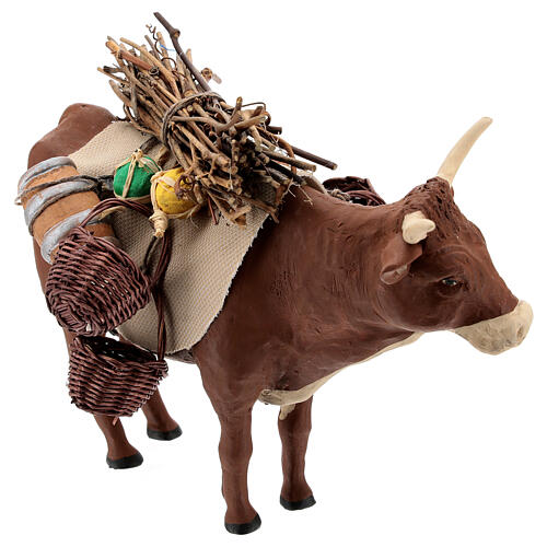 Nativity set accessory Ox standing and harness 14 cm 3