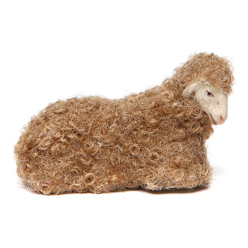 Schaf Wolle kauernd 14 cm 1