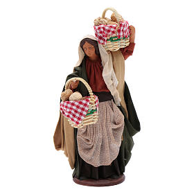 Woman with baskets of bread 14 cm nativity set
