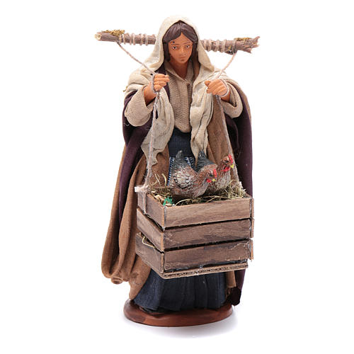 Woman with hens in boxes 14 cm nativity set 1