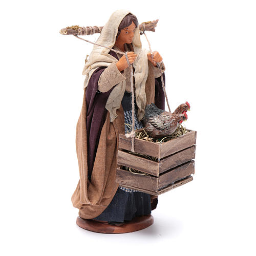 Woman with hens in boxes 14 cm nativity set 3