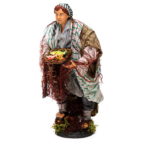 Neapolitan nativity figurine, fisherman 30cm 3