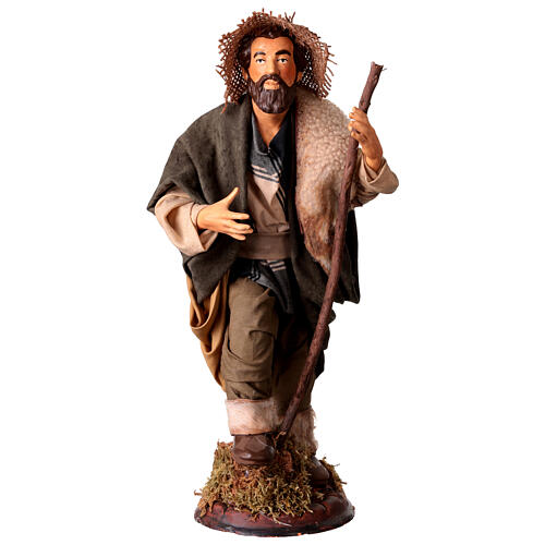 Neapolitan nativity figurine, shepherd with cane 30cm 1