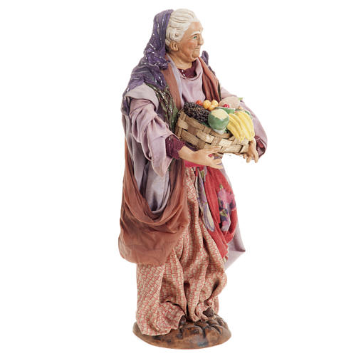 Santon femme avec panier de fruits 30 cm crèche Naples 7