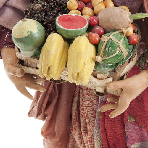 Mulher com cesta de fruta para presépio napolitano figuras 30 cm altura média 5