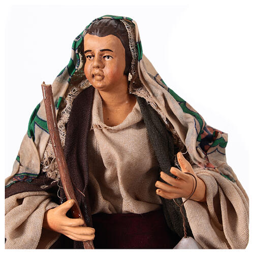 Neapolitan nativity figurine, woman with lantern 18cm 2