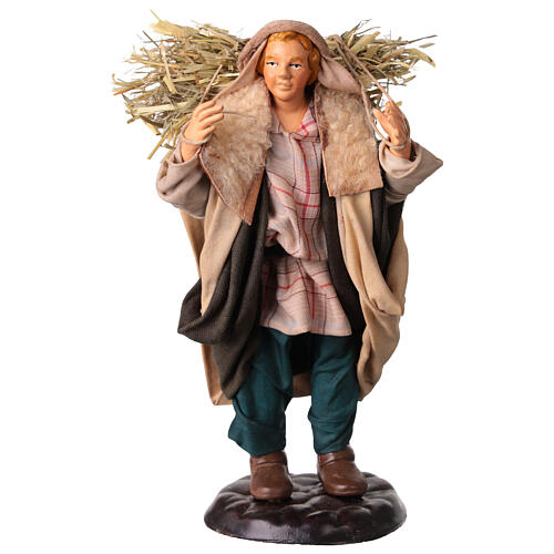 Santon paysan avec paille 18 cm crèche Naples 1