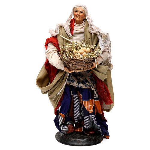 Neapolitan nativity figurine, woman with egg basket 18cm 1