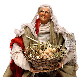 Neapolitan nativity figurine, woman with egg basket 18cm