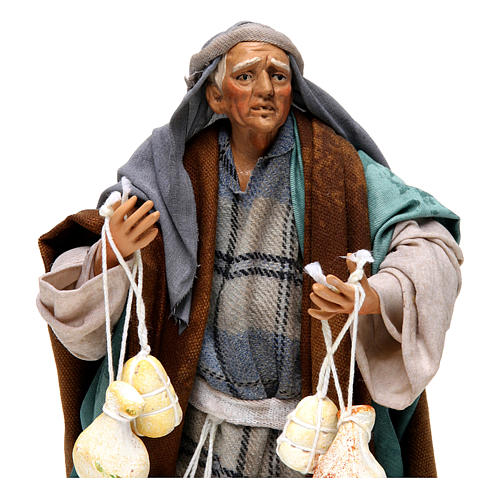 Neapolitan nativity figurine, shepherd with cheese 18cm 2