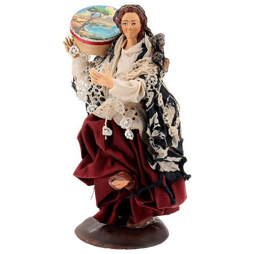 Neapolitan nativity figurine, woman with tambourine 18cm 3