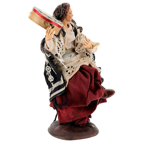 Neapolitan nativity figurine, woman with tambourine 18cm 4