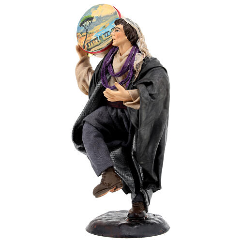 Neapolitan nativity figurine, man with tambourine 18cm 3