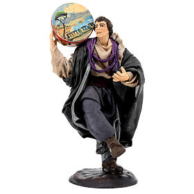 Neapolitan nativity figurine, man with tambourine 18cm