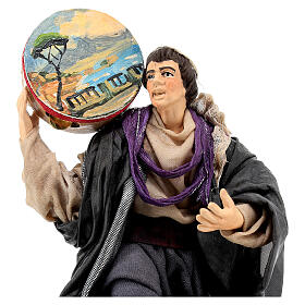 Neapolitan nativity figurine, man with tambourine 18cm