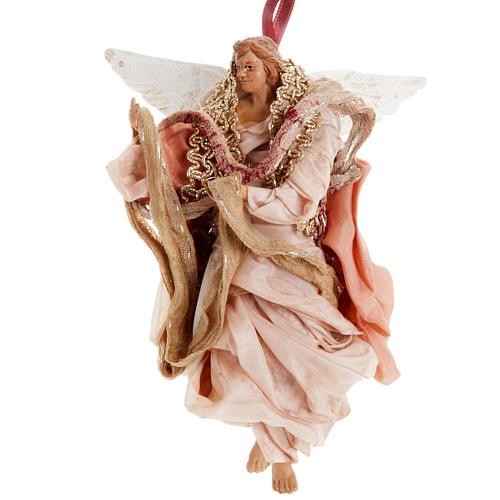 Neapolitan nativity figurine, pink angel 18cm 1