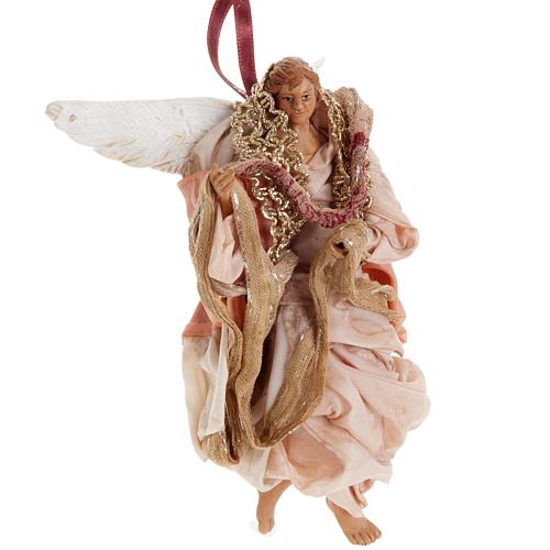 Neapolitan nativity figurine, pink angel 18cm 2