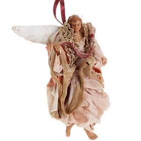 Neapolitan nativity figurine, pink angel 18cm