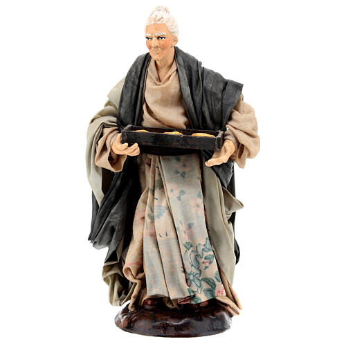 Santon crèche Napolitaine 18 cm femme avec panier de pain 1