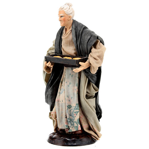 Santon crèche Napolitaine 18 cm femme avec panier de pain 3