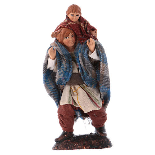 Neapolitan Nativity figurine, Man giving child a piggyback ride 1