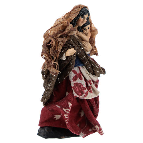 Neapolitan Nativity figurine, Woman with child 8cm 3