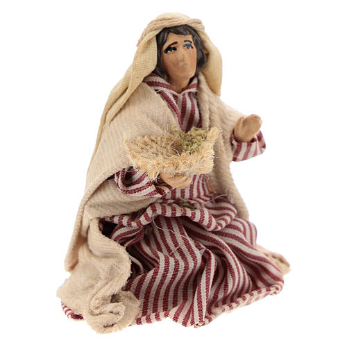 Neapolitan Nativity figurine, Kneeling beggar 8cm 3