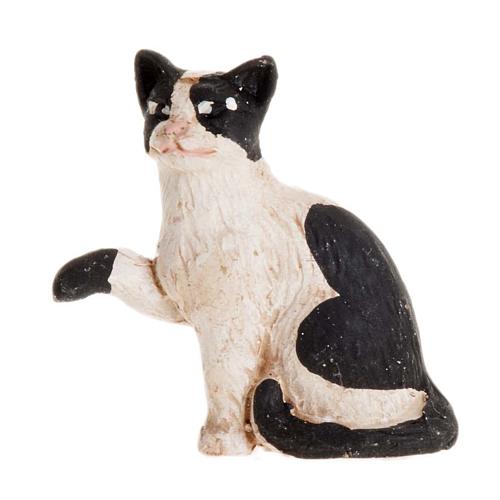 Neapolitan Nativity figurine, Black and white cat 14cm 1