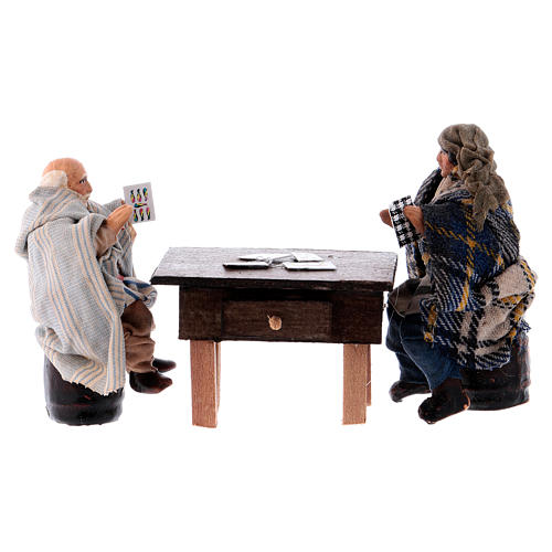 Neapolitan Nativity set, Card players 8cm with table 1