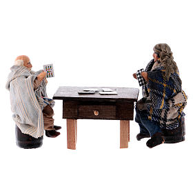 Neapolitan Nativity set, Card players 8cm with table