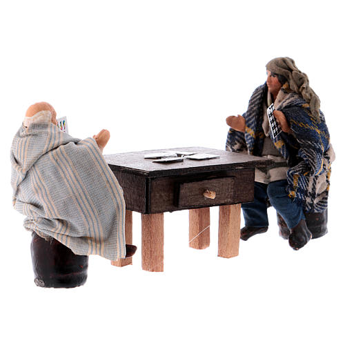 Neapolitan Nativity set, Card players 8cm with table 2