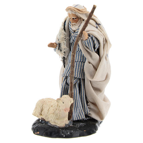 Neapolitan Nativity figurine, Old man with sheep 8cm 2