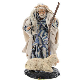 Santon crèche Naples 8 cm hommee âgée avec brebis