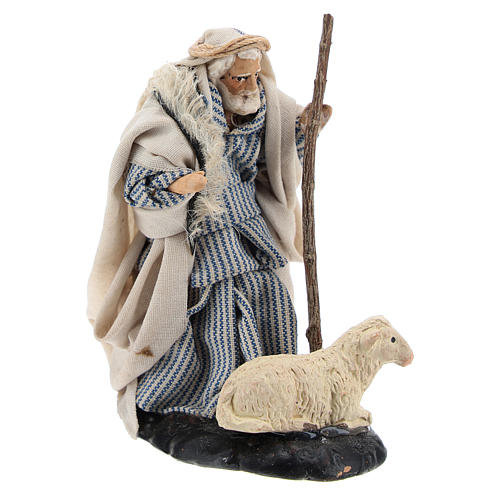 Neapolitan Nativity figurine, Old man with sheep 8cm 3