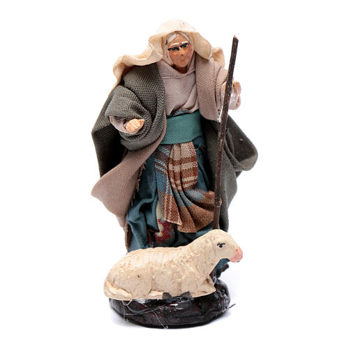 Neapolitan Nativity figurine, Old woman with sheep 8cm 1