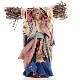 Neapolitan Nativity figurine, Old woman with wood bundle 8cm